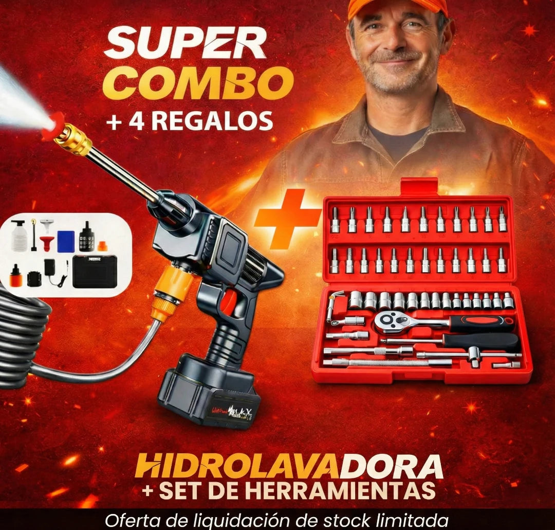Hidrolavadora Inalámbrica 48V + Set de Herramientas – Combo Power Fix